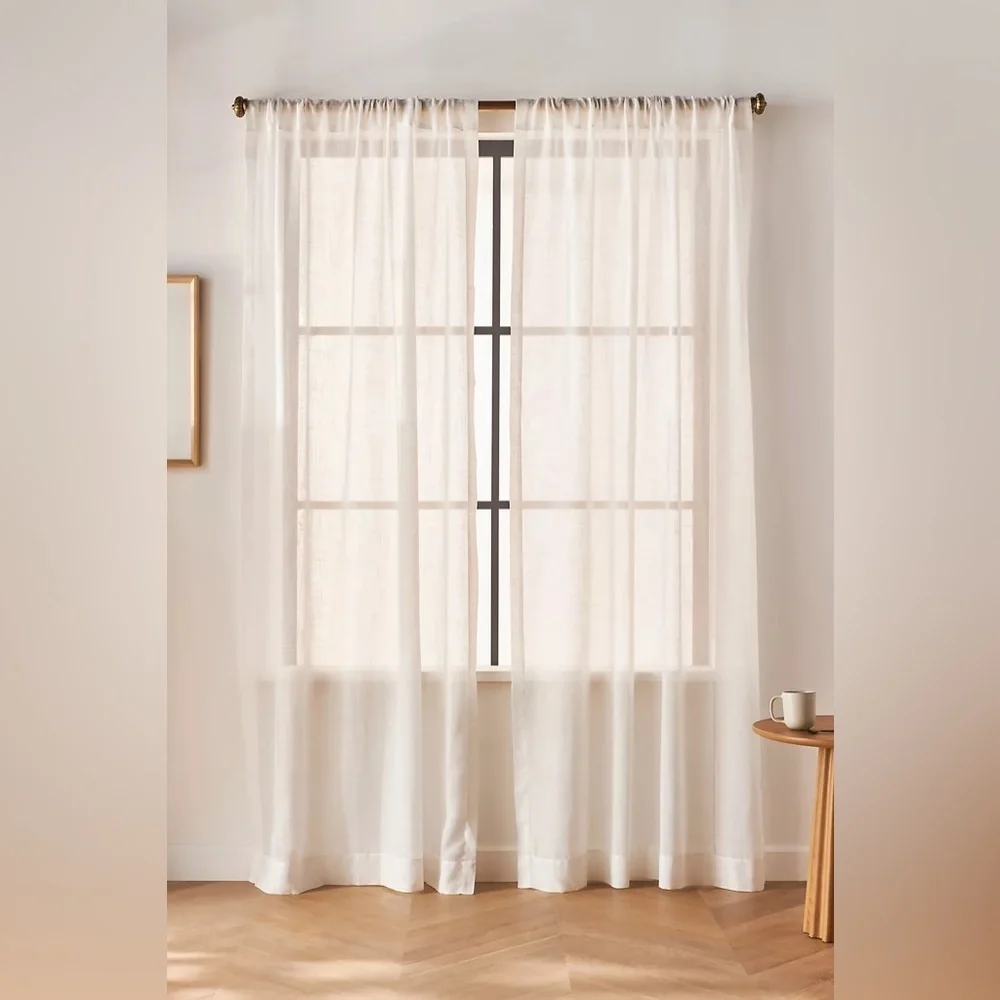 Anthropologie Leena Sheer Curtain 50 x 96 Set of 2 NWT